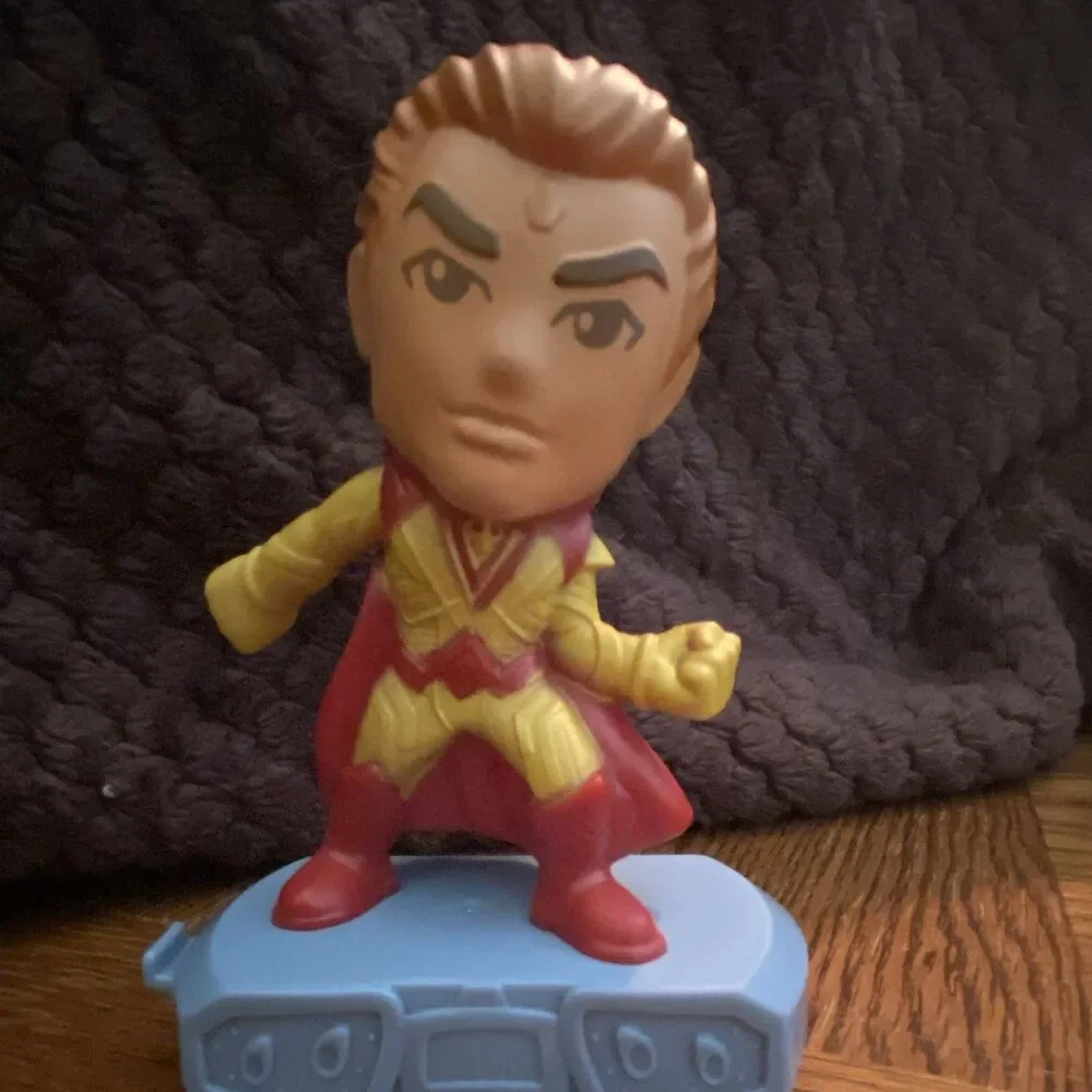 McDonald's Shazam DC Superheroes Plastic Figure Red Cape on Gray base